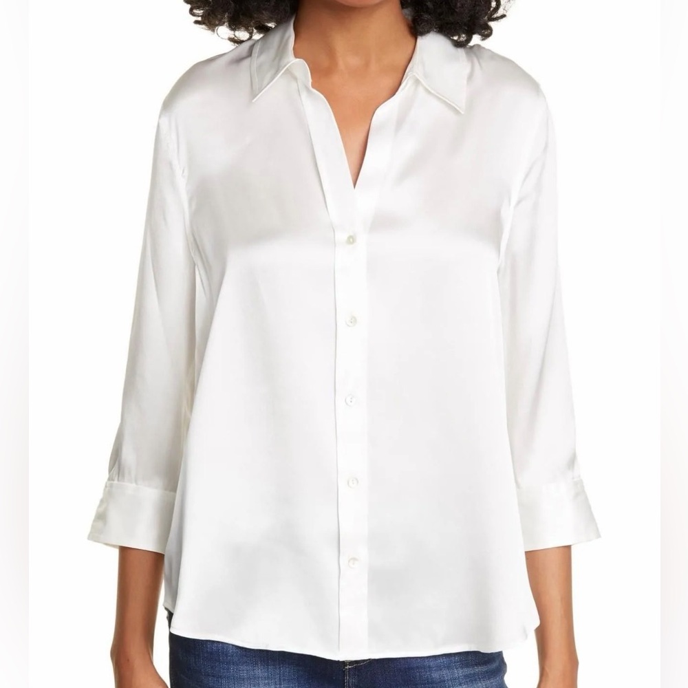 L'AGENCE Classic White Button-Down Shirt